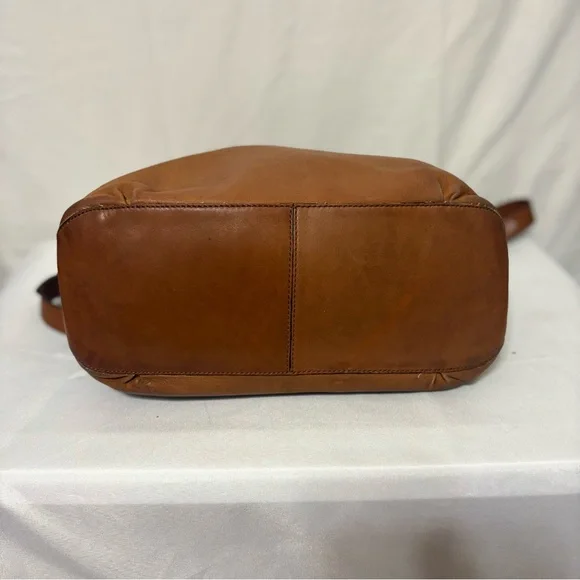 Cole Haan brown leather top handle tote with adj  shoulder strap and buckle - Picture 4 of 10